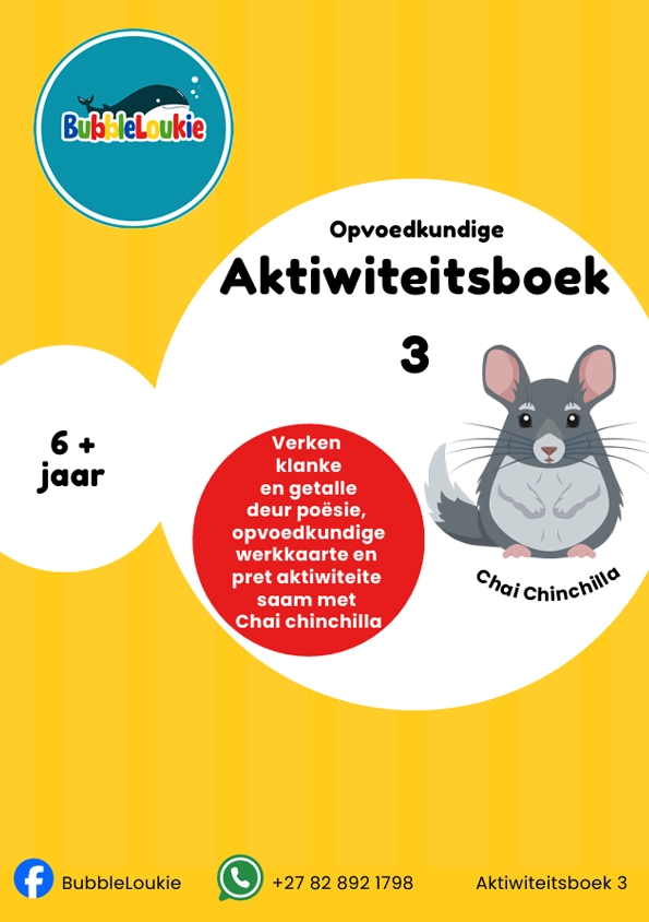 Chai Chinchilla – Afrikaans Activity Book for Kids 6+ | R25